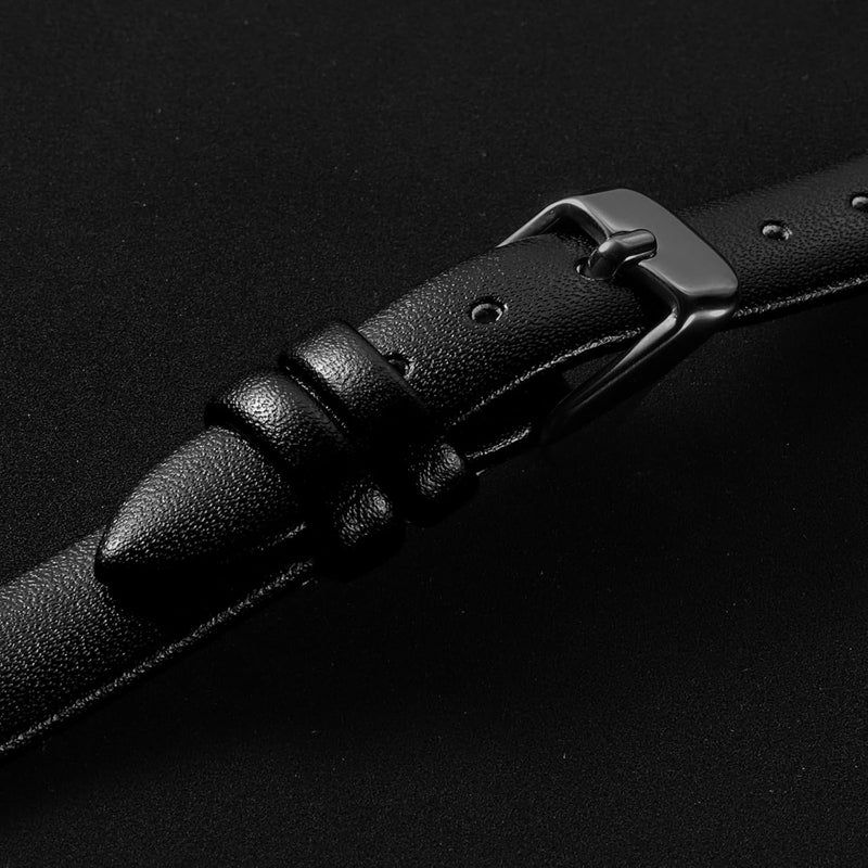 QUARKZMAN Leather Watch Strap Watch Leather Strap Watch Straps Flat Thin Elegant Leather Watch Strap Buckle for Smartwatch Men Women Men Women - Image 4