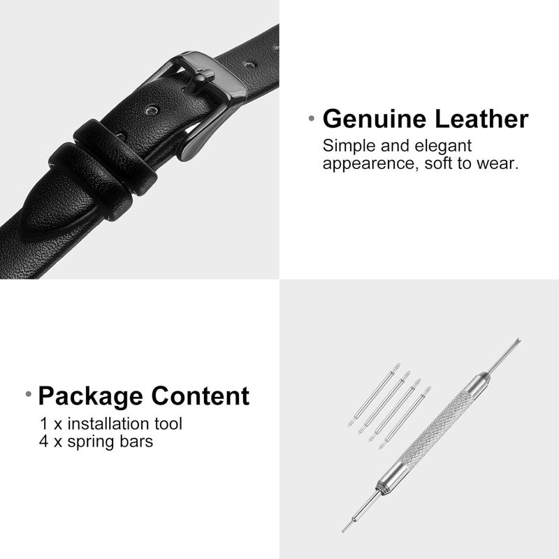 QUARKZMAN Leather Watch Strap Watch Leather Strap Watch Straps Flat Thin Elegant Leather Watch Strap Buckle for Smartwatch Men Women Men Women - Image 3