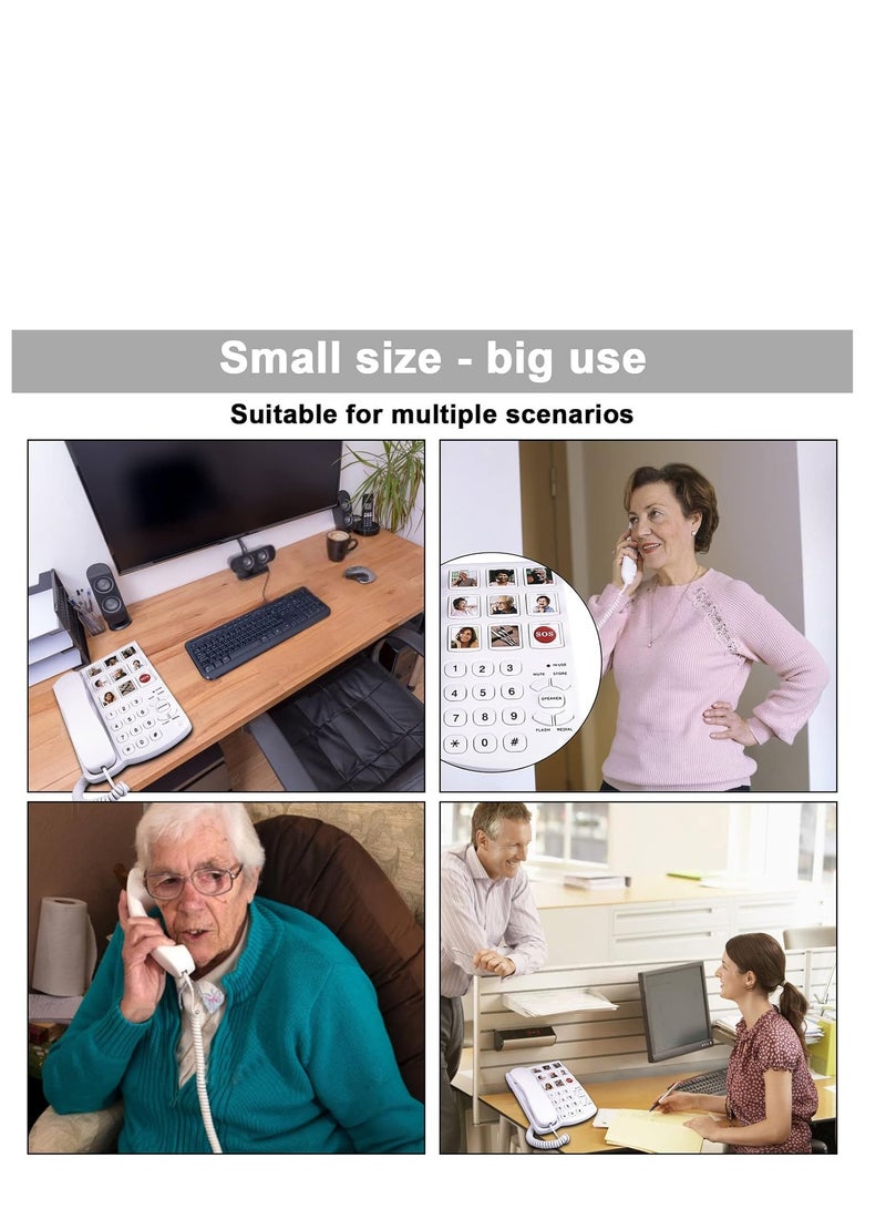 SYOSI هواتف أرضية لكبار السن، هواتف كبيرة لكبار السن، 9 صور قابلة للاستبدال، قرص بلمسة واحدة، 110 ديسيبل + هواتف منزلية لضعاف السمع والخرف والزهايمر - Image 5