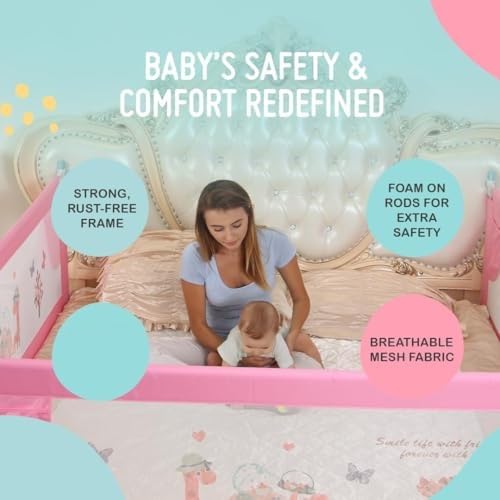 SAFE-O-KID® Barricade Designer Bed Rail Guard with 1 Year Warranty, Pink (6FT/183CM), Pack of 2 - Image 3