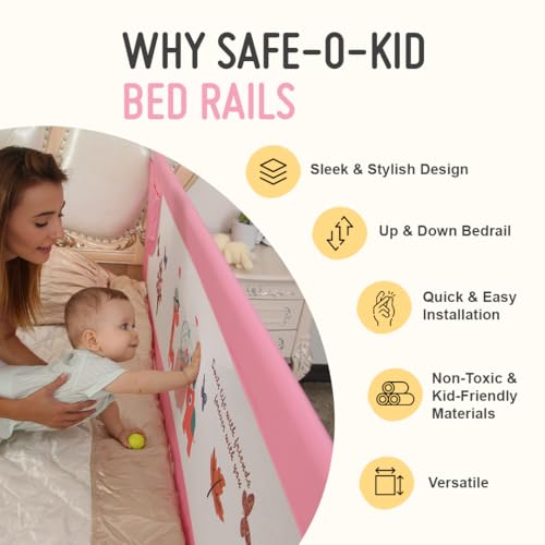 SAFE-O-KID® Barricade Designer Bed Rail Guard with 1 Year Warranty, Pink (6FT/183CM), Pack of 2 - Image 2