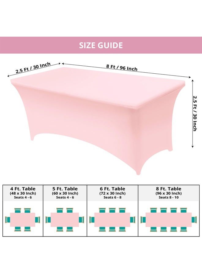 Utopia Kitchen Spandex Tablecloth 2 Pack [8FT, Pink] Tight, Fitted, Washable and Wrinkle Resistant Stretch Rectangular Patio Table Cover for Event, Wedding & Parties [96Lx30Wx30H Inch], (UK1034) - Image 2