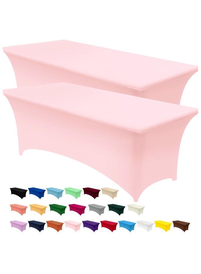 Utopia Kitchen Spandex Tablecloth 2 Pack [8FT, Pink] Tight, Fitted, Washable and Wrinkle Resistant Stretch Rectangular Patio Table Cover for Event, Wedding & Parties [96Lx30Wx30H Inch], (UK1034) - Image 1