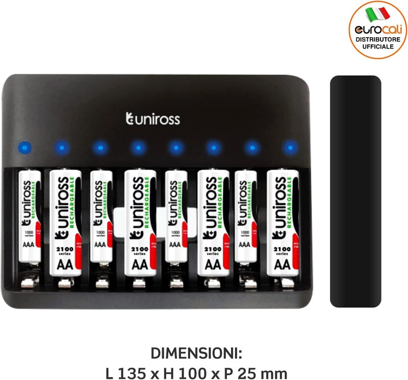 Uniross 8 Bay LCD Display Fast Charger for NiMH/NiCD AA AAA Rechargeable Batteries - Image 2