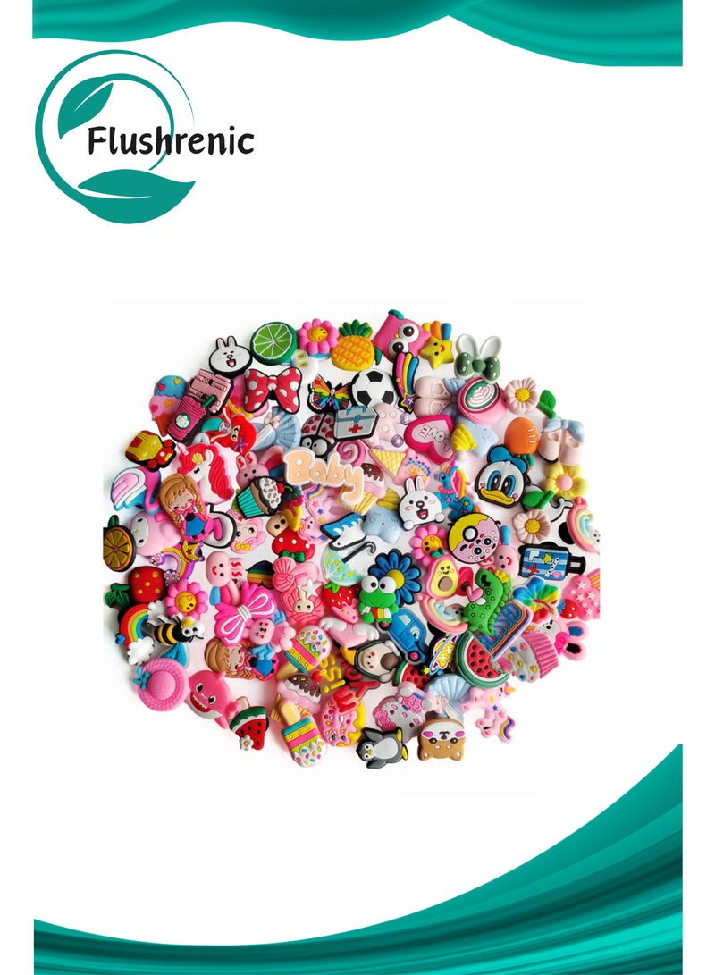 فلوشرينيك 100 قطعة من الأحذية المختلفة كلمة سحر الديكور ، طفل حذاء زخرفة مراهق بالغ , فتى بنت حذاء زخرفة , عيد ميلاد هبة - Image 1