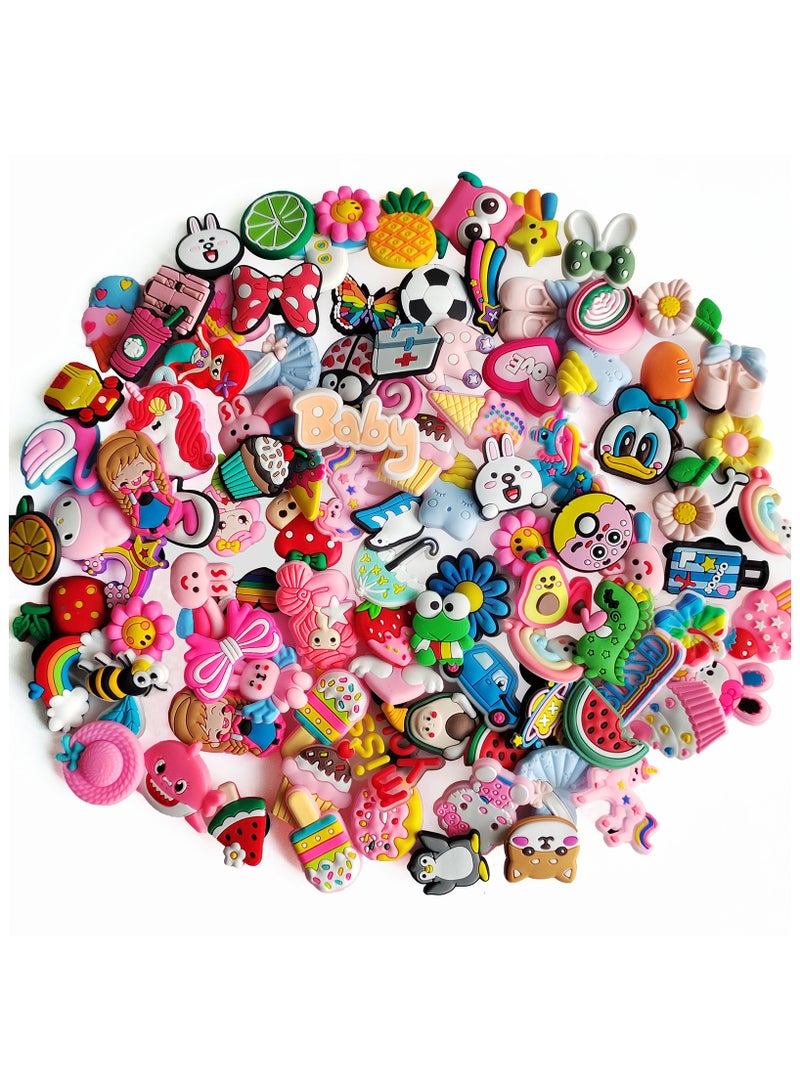 100 pcs Random Different Shoe Charms Decoration, Shoe Charms for Kids Teens Adults,Shoes charms for Boys Girls, Birthday Party Gifts  - Image 1