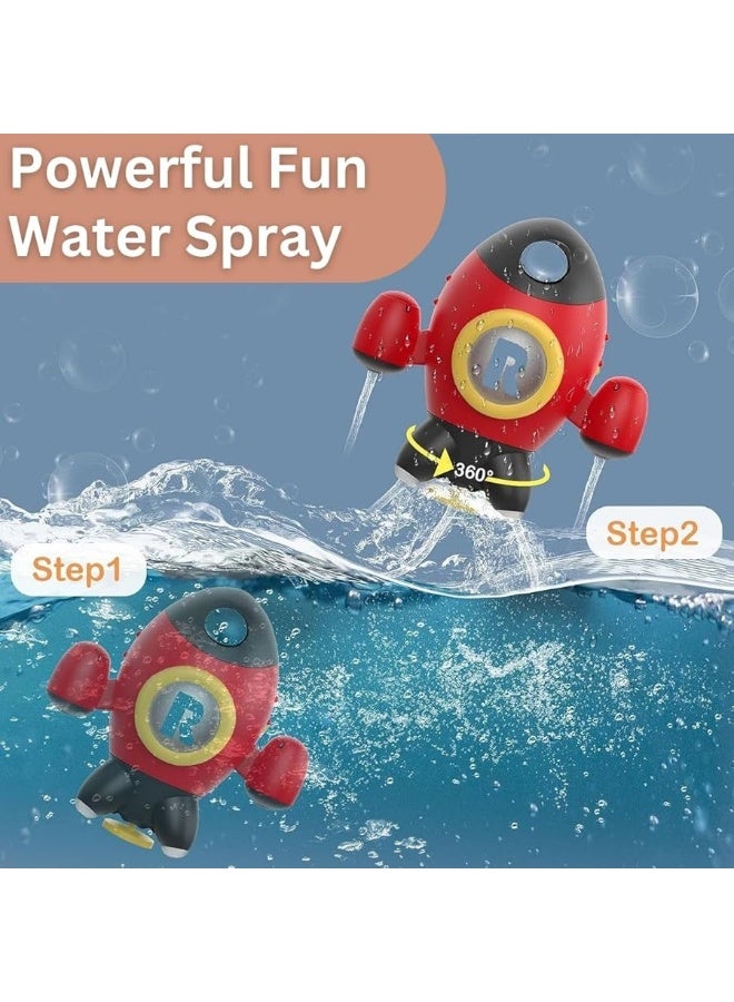 Liberty imports Baby Bath Toys, Space Rocket Shape Bathtub Toys for Toddlers, Spray Water Toys w/ Rotating Fountain, Bathroom Shower Toys for Infants Aged 18 Months 2 3 4 5 Years Old Kids Girls Boys - Image 3
