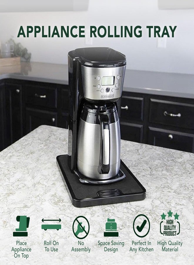 Nifty Solutions Nifty Small Appliance Rolling Tray - Black, Home Kitchen Counter Organizer, Integrated Rolling System, Non-Slip Pad Top for Coffee Maker, Stand Mixer, Blender, Toaster - Image 4