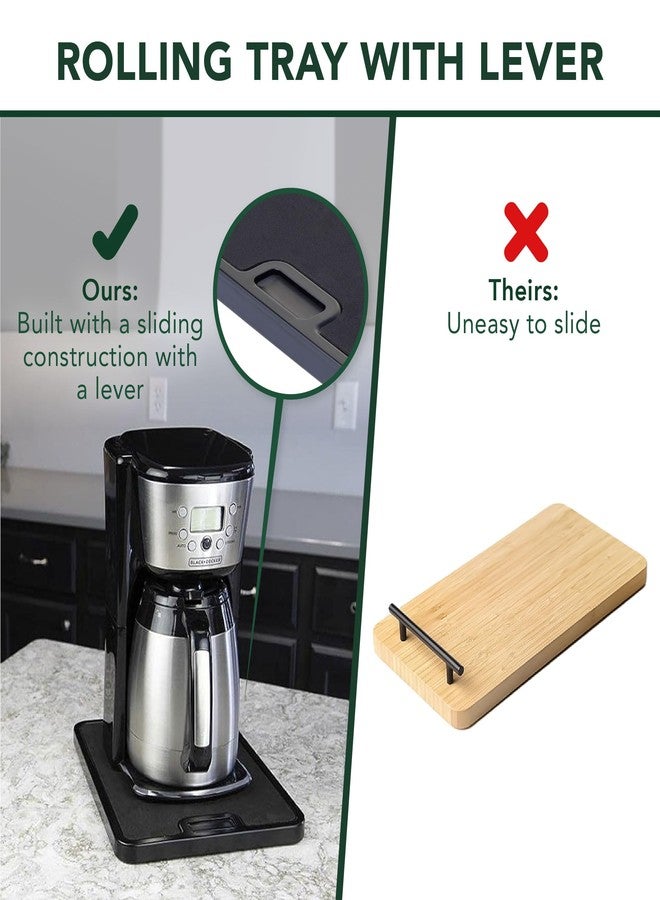Nifty Solutions Nifty Small Appliance Rolling Tray - Black, Home Kitchen Counter Organizer, Integrated Rolling System, Non-Slip Pad Top for Coffee Maker, Stand Mixer, Blender, Toaster - Image 2
