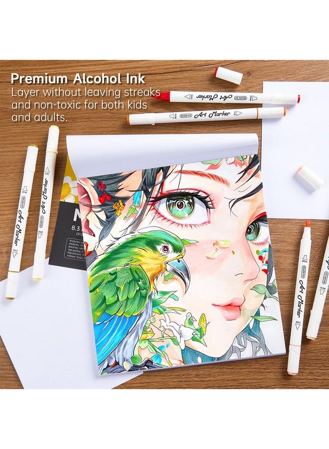 شاتل أرت مجموعة أقلام تحديد لون البشرة والشعر المكونة من 26 لونًا، تحتوي على طرفين من أقلام تحديد لون البشرة القائمة على الكحول، تحتوي على خلاط واحد، مثالية للأطفال والكبار، والبورتريه، والقصص المصورة، والأنمي، والمانجا، والرسوم التوضيحية - Image 4