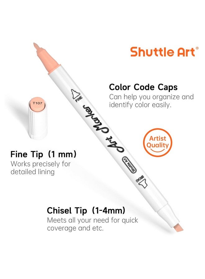 شاتل أرت مجموعة أقلام تحديد لون البشرة والشعر المكونة من 26 لونًا، تحتوي على طرفين من أقلام تحديد لون البشرة القائمة على الكحول، تحتوي على خلاط واحد، مثالية للأطفال والكبار، والبورتريه، والقصص المصورة، والأنمي، والمانجا، والرسوم التوضيحية - Image 3