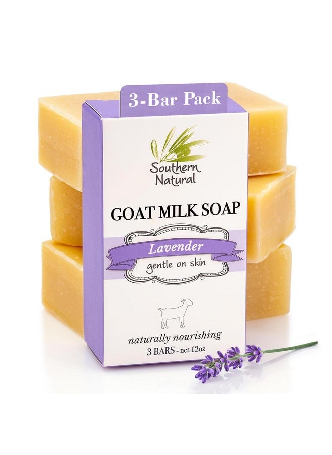 southern natural Southern Natural Goat Milk Soap Bar (Lavender 3 Pack) For Dry Sensitive Skin. Natural, Handmade Soap For Men, Women, Kids & Baby. Use On Face & Body  - Image 1