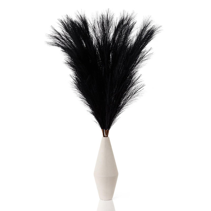 AlpsuIay AlpsuIay 6 Stem Black Pampas Grass Tall 43",Large Faux Pampas Grass Artificial Feathers Bulk for Boho Home Wedding  - Image 1