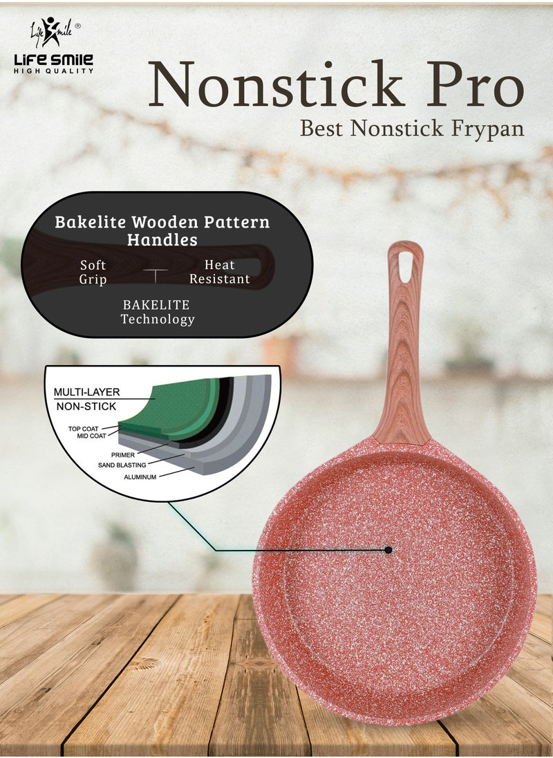 Life Smile - Induction Frying Pan Set - Multi Layer Granite Coating Fry Pan - Include 1x20CM -1x24CM & 1x28CM Non Stick Pan - Heat-Resistant Handle - PFOA Free Oven and d - Image 1