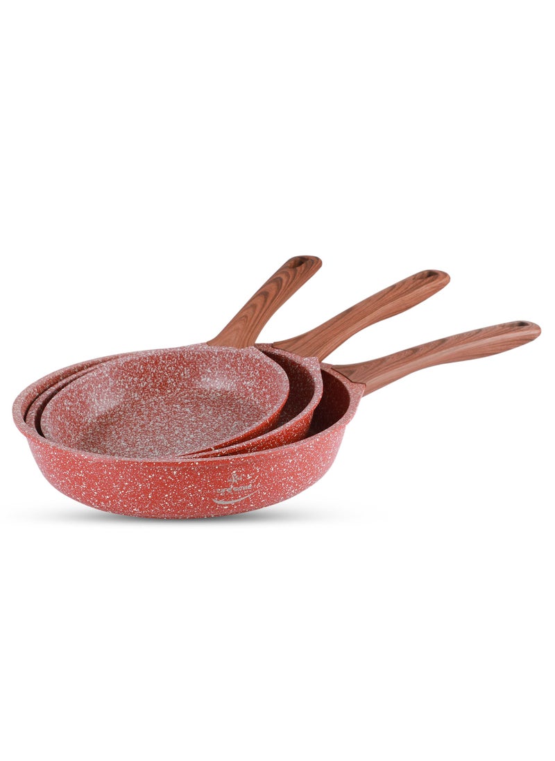 Life Smile - Induction Frying Pan Set - Multi Layer Granite Coating Fry Pan - Include 1x20CM -1x24CM & 1x28CM Non Stick Pan - Heat-Resistant Handle - PFOA Free Oven and d - Image 1