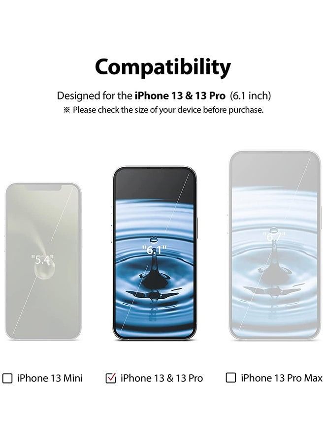 واقي شاشة زجاجي بغطاء كامل لهاتف آيفون 13 / آيفون 13 برو 6.1 بوصة أسود - Image 2