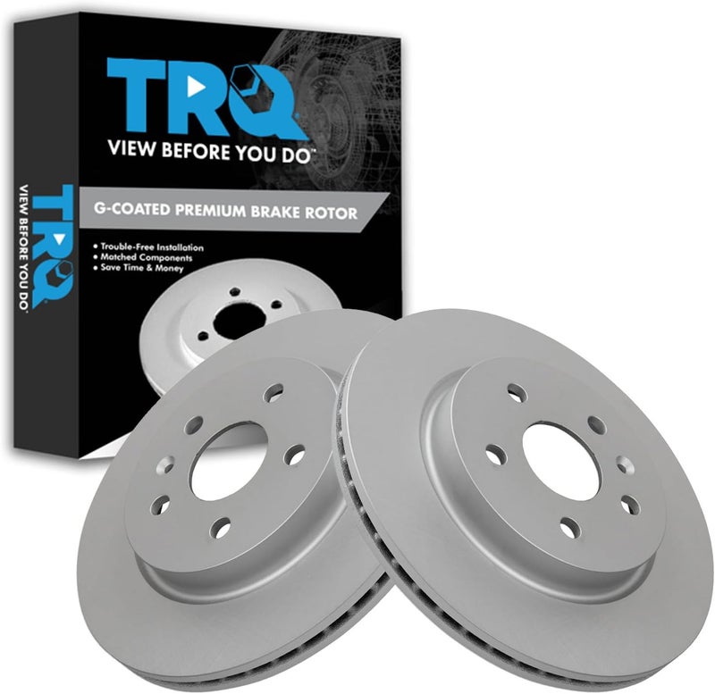 TRQ Rear G-Coated Brake Rotor LH RH Kit Pair Set of 2 for GM New - Image 1