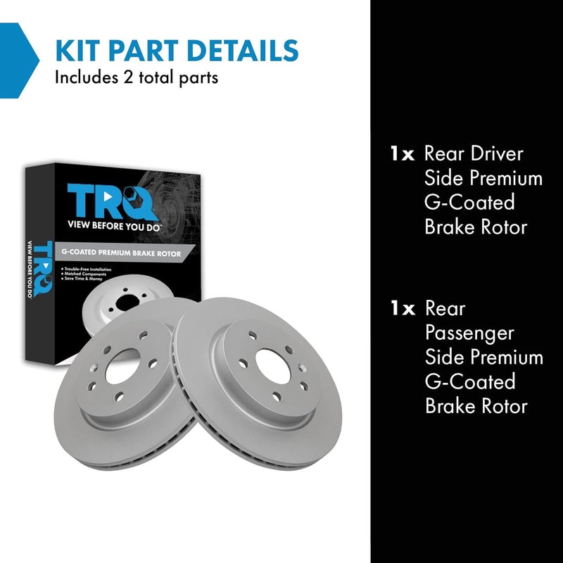 TRQ Rear G-Coated Brake Rotor LH RH Kit Pair Set of 2 for GM New - Image 2