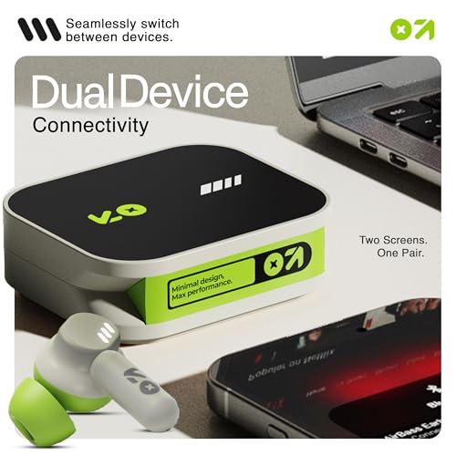 GOBOULT Tenet TWS Earbuds with 75H Playtime, Amp App Support, Quad Mic ENC, Dual Device Pairing Buds, 13mm Driver Ear Buds, Bluetooth 5.4 Wireless Earbuds (Neon Green) - Image 5