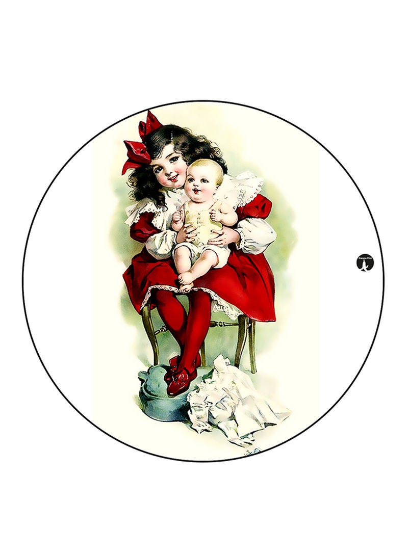 RKN Girl Printed Mouse Pad Round  Multicolour