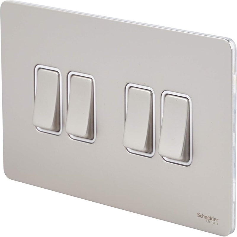 Schneider Electric Ultimate 4 Gang Two Way Switch - Pearl Nickel - Image 2