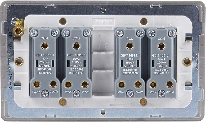 Schneider Electric Ultimate 4 Gang Two Way Switch - Pearl Nickel - Image 3