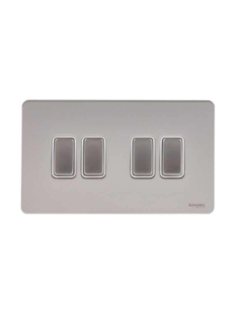 Schneider Electric Schneider Electric Ultimate Screwless flat plate - rocker plate switch - 4 gangs - pearl nickel - GU1442WPN 