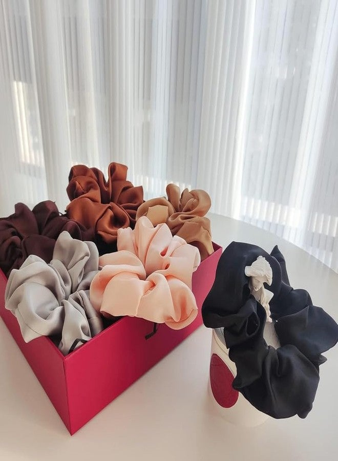RECTYO GALLERY 6 Pieces LUXURY Hair Scrunchies, Silky Satin Scrunchies Elastic Hair Tie Gift for Women Girls Bridesmaids (SIX COLOR SET) - Image 2