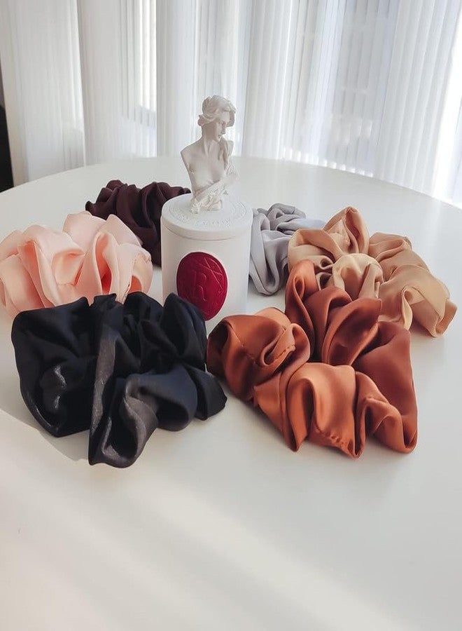 RECTYO GALLERY 6 Pieces LUXURY Hair Scrunchies, Silky Satin Scrunchies Elastic Hair Tie Gift for Women Girls Bridesmaids (SIX COLOR SET) - Image 3
