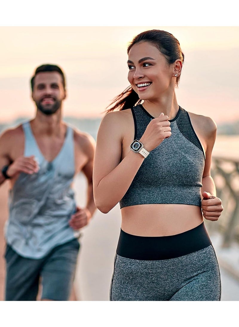 Color Fans - Soft Silicone Ocean Sports Strap Compatible Apple Watch Ultra 49mm 45mm 44mm 42mm for Men Women, Adjustible Watch Band for Apple Watch Ultra/SE/Series 9/8/7/6/5/4/3/2/1 - Starlight - Image 1