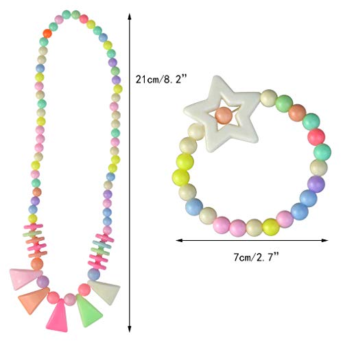 obmwang 20Pcs Princess Necklace Bracelet Set, Teenager Costume Jewelry Play Jewelry for Women Dress Up Pretend Play Party Favors - Image 2