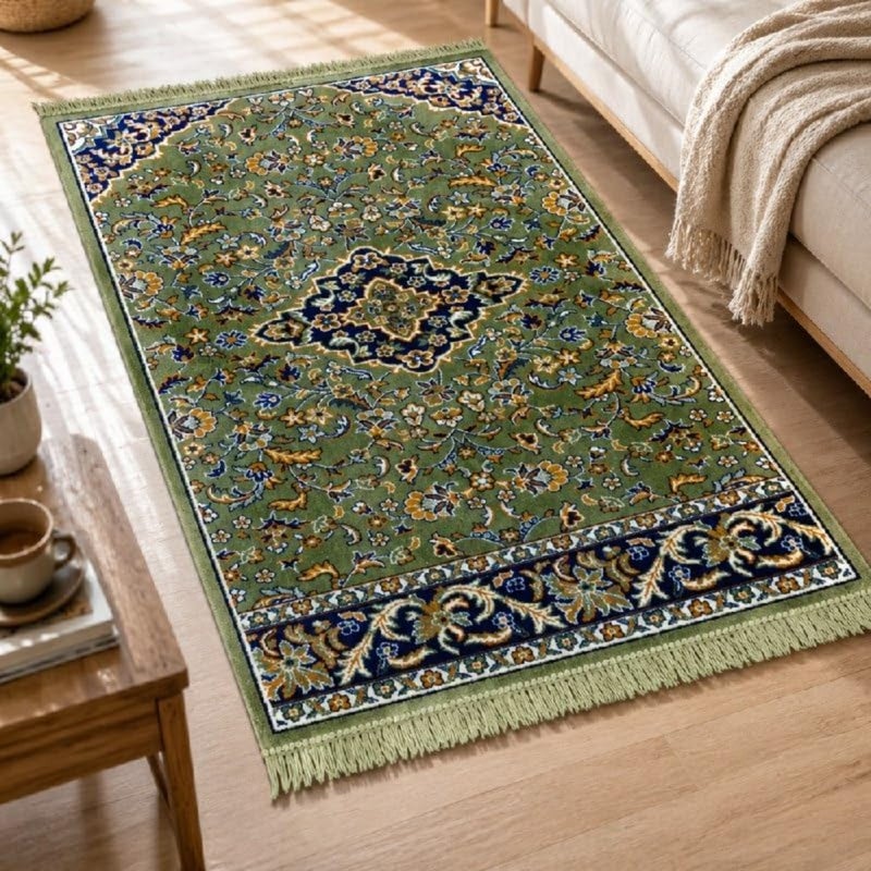 Sajadhati Economy Prayer Mat with Assorted Islamic Designs, Comfortable and Practical for Daily Use Green, Medium, Rawdah - Image 1
