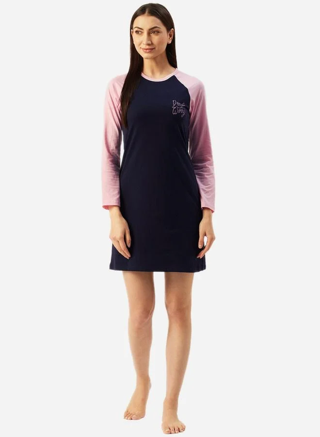 Take Two Women Navy Blue Raglan Sleeve Nightdress By Klamotten