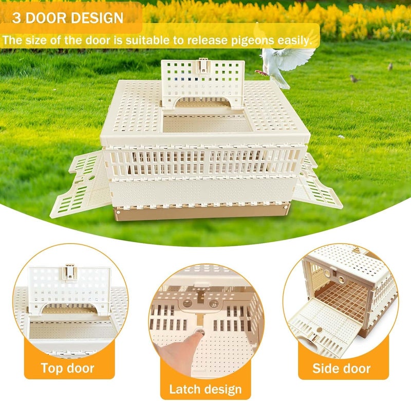 WEIYOONS Pigeon Cage Folding Racing Pigeons Travel Cage Pairing Cage Plastic Three Doors Nest Box for Training and Release, Competition (18.9" LX 11" W X9.45 H) - Image 4