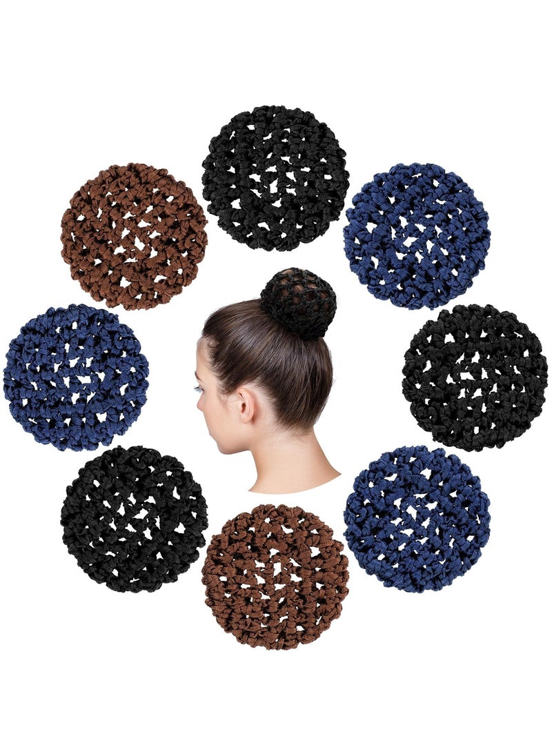 Waydress Ballet Hair Bun Covers and Nets  8 Pieces Invisible Hair Nets for Dance Women and Girls Simple Style 