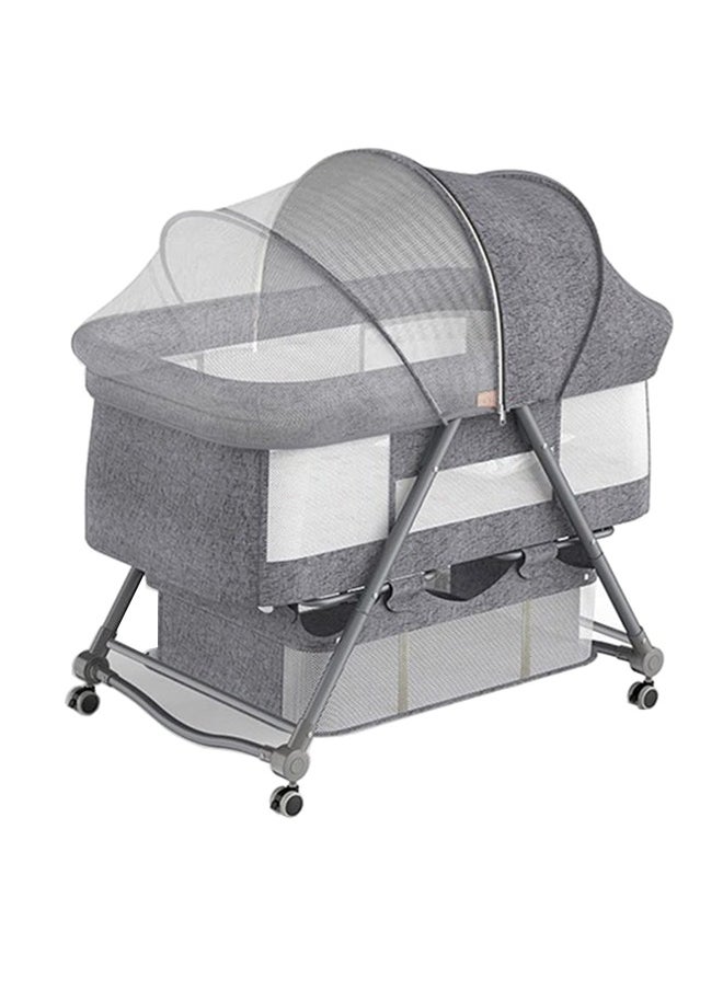 hibobi Movable Folding Baby Cradle Bed Anti-Spitting Up Adjustable Height - Grey  - Image 1