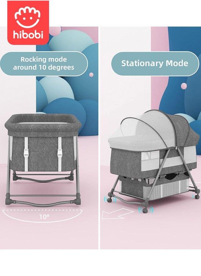 hibobi Movable Folding Baby Cradle Bed Anti-Spitting Up Adjustable Height - Grey  - Image 3