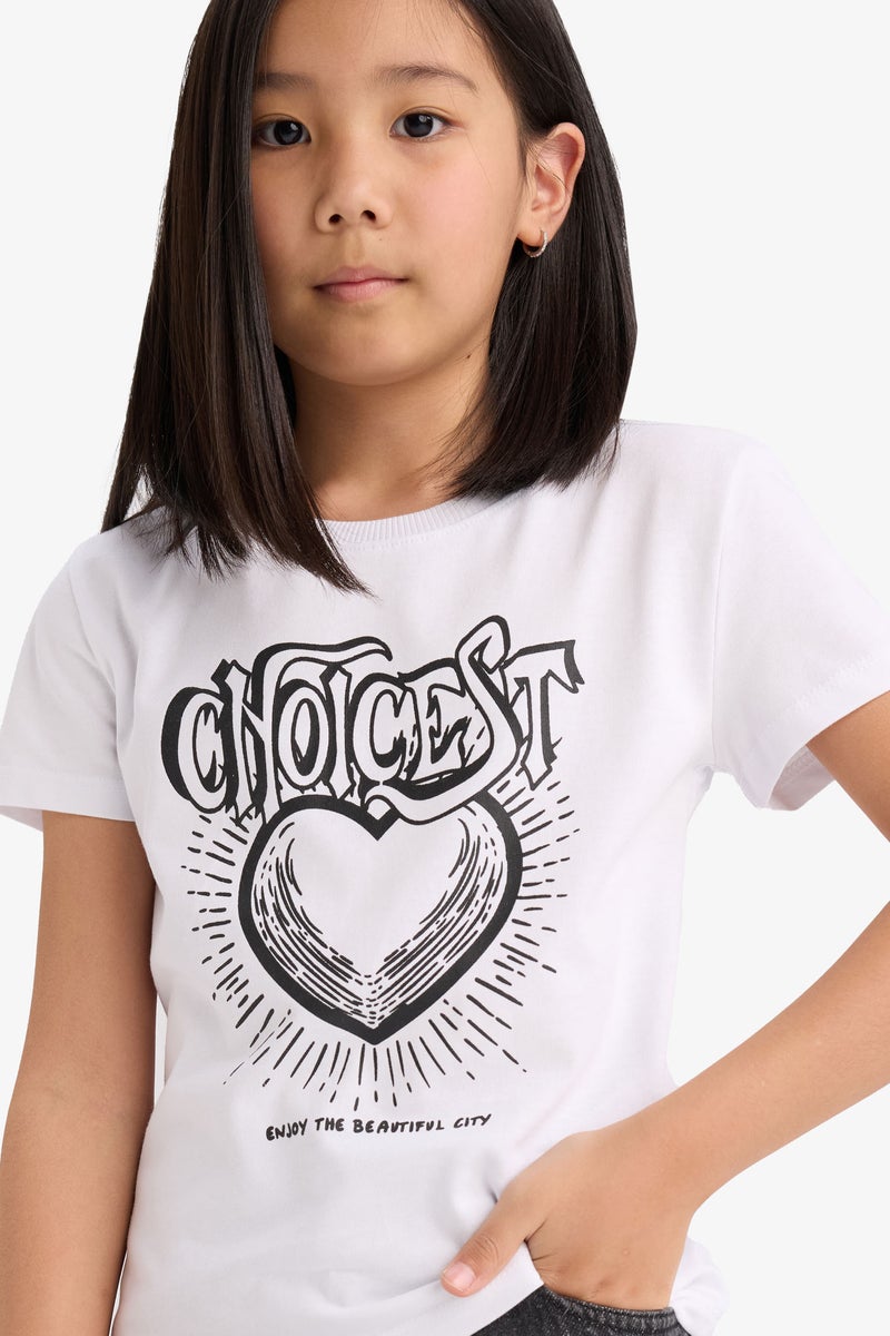 DeFacto White Girl Girl Regular Fit Crew Neck Anime Printed T-Shirt Casual - Image 1