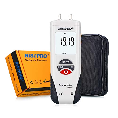 RISEPRO Manometer, RISEPRO® Digital Air Pressure Meter and Differential Pressure Gauge HVAC Gas Pressure Tester - Image 1