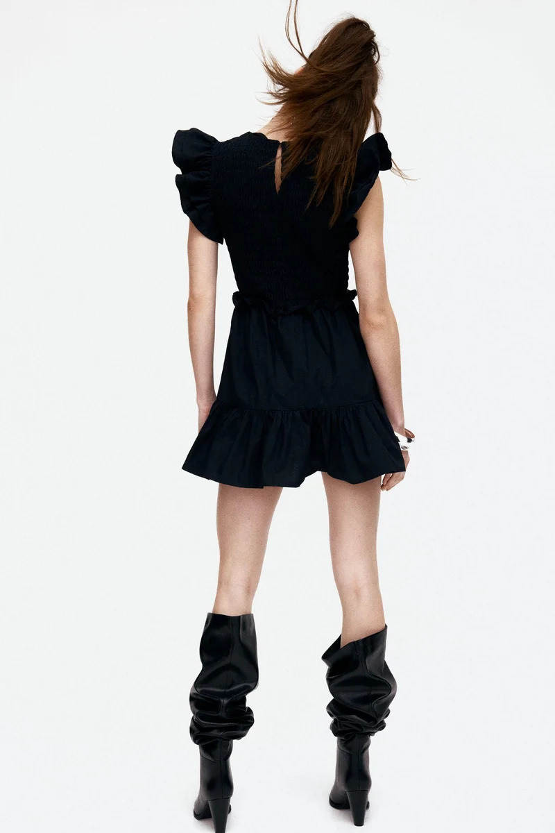 H&M Flutter-sleeved poplin dress