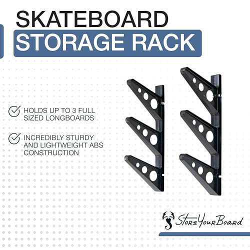 StoreYourBoard حامل لوح التزلج على الجدار من ستور يور بورد، تخزين ثلاثي للوح التزلج - Image 3