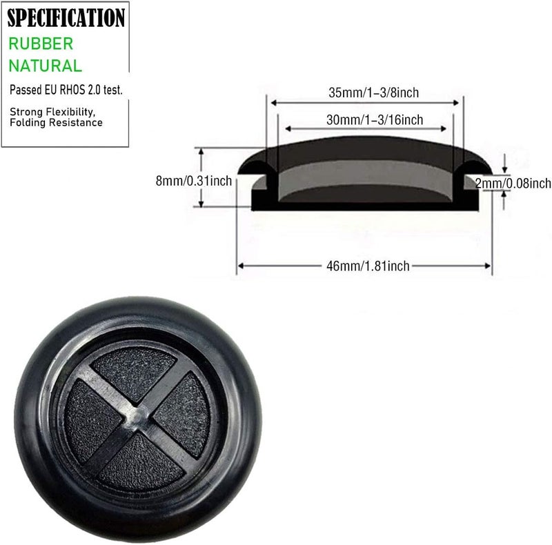 EASYEAH Store 1-3/8 in Rubber Grommets for Wiring, 1-3/16 in ID One-Sided Rubber Plugs for Round Holes, Firewall Grommet Automotive, Wires Cables Protection for Metal Electric Box, 10 Pcs, 30x35 mm, Black - Image 2