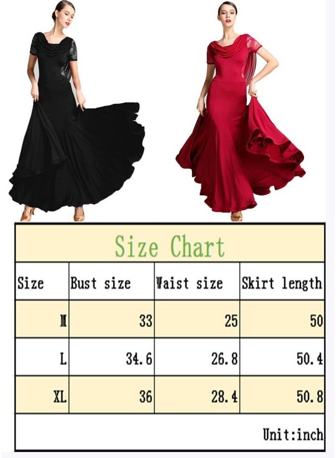 ORIDOOR Flash Diamond Ballroom Dance Waltz Tango Standard Competition Dance Dress 02-Wine red Large - Image 3