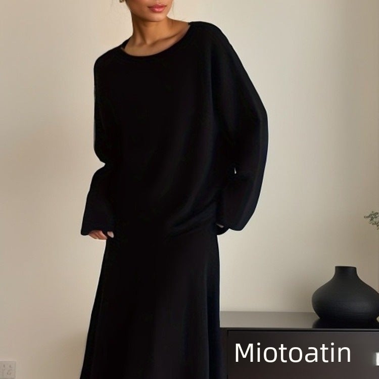 2024 Autumn Elegant Knit Set Off-Shoulder Sweater Skirt Milky White - Image 5