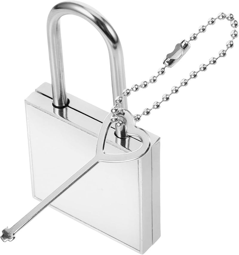 Operitacx Small Padlock with Key Polished Brushed Surface for Travel Home Decor Thickened Beam - Image 2