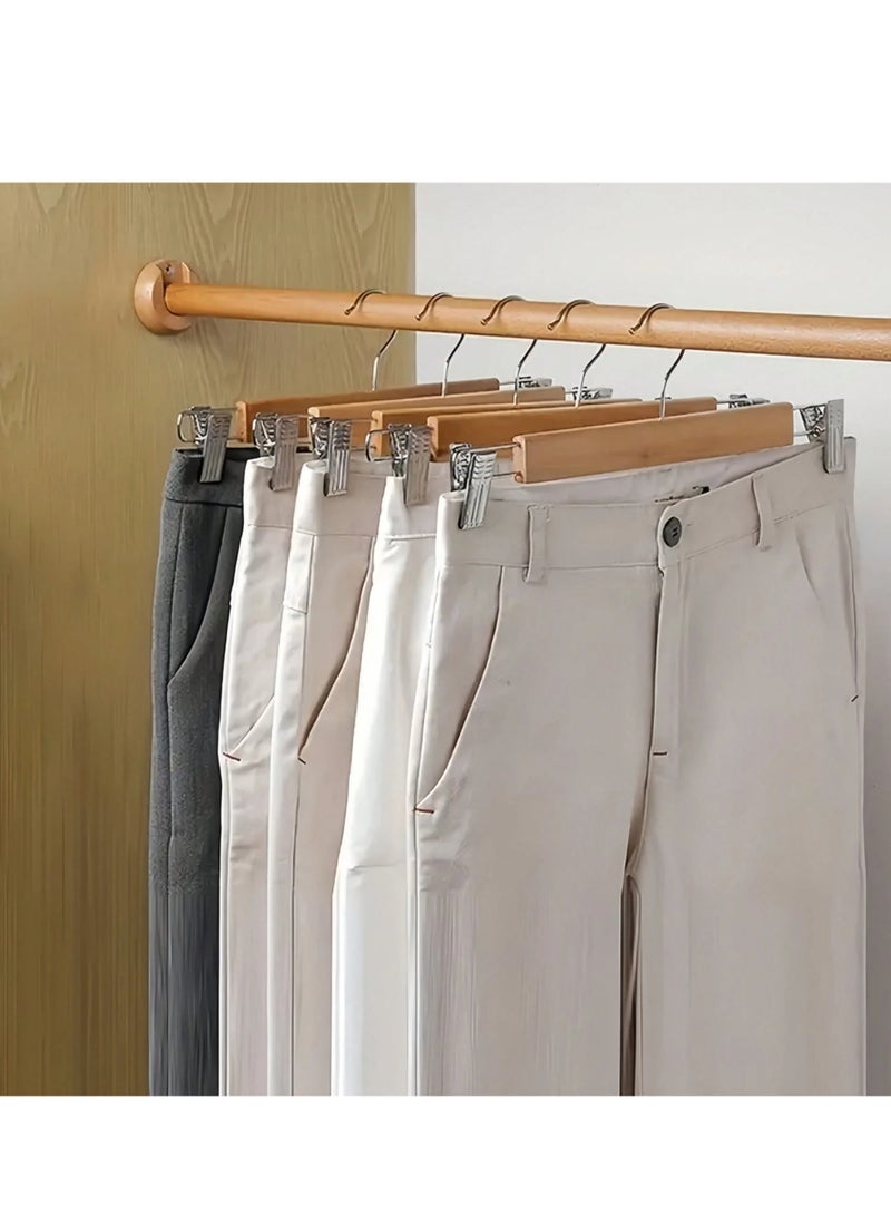 Wooden Pants Hanger with Metal Clips – Durable Trouser Organizer for Closet Storage & Neat Hanging - Image 2