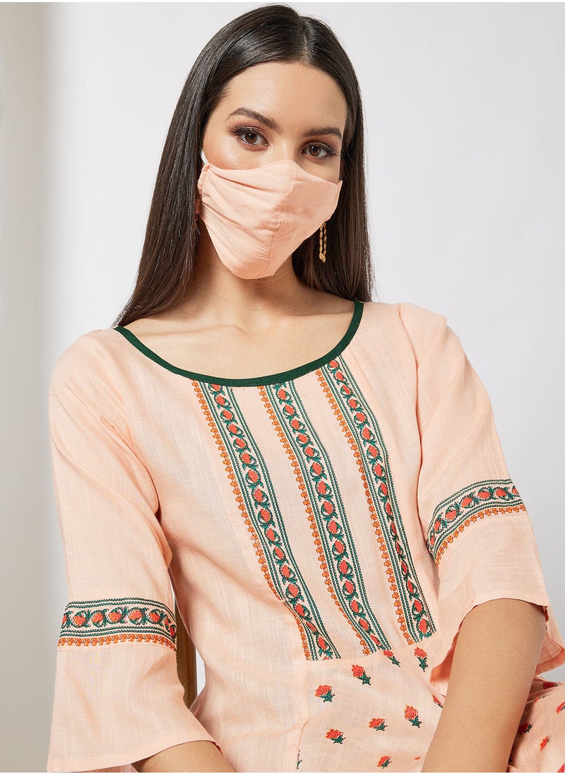 HANA & SARA - All Over Printed Jalabiya With Facemask - Image 1