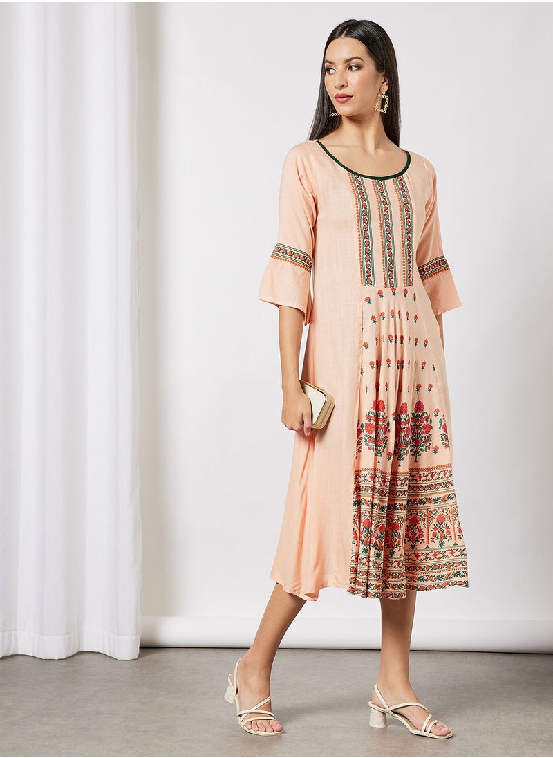 HANA & SARA - All Over Printed Jalabiya With Facemask - Image 1