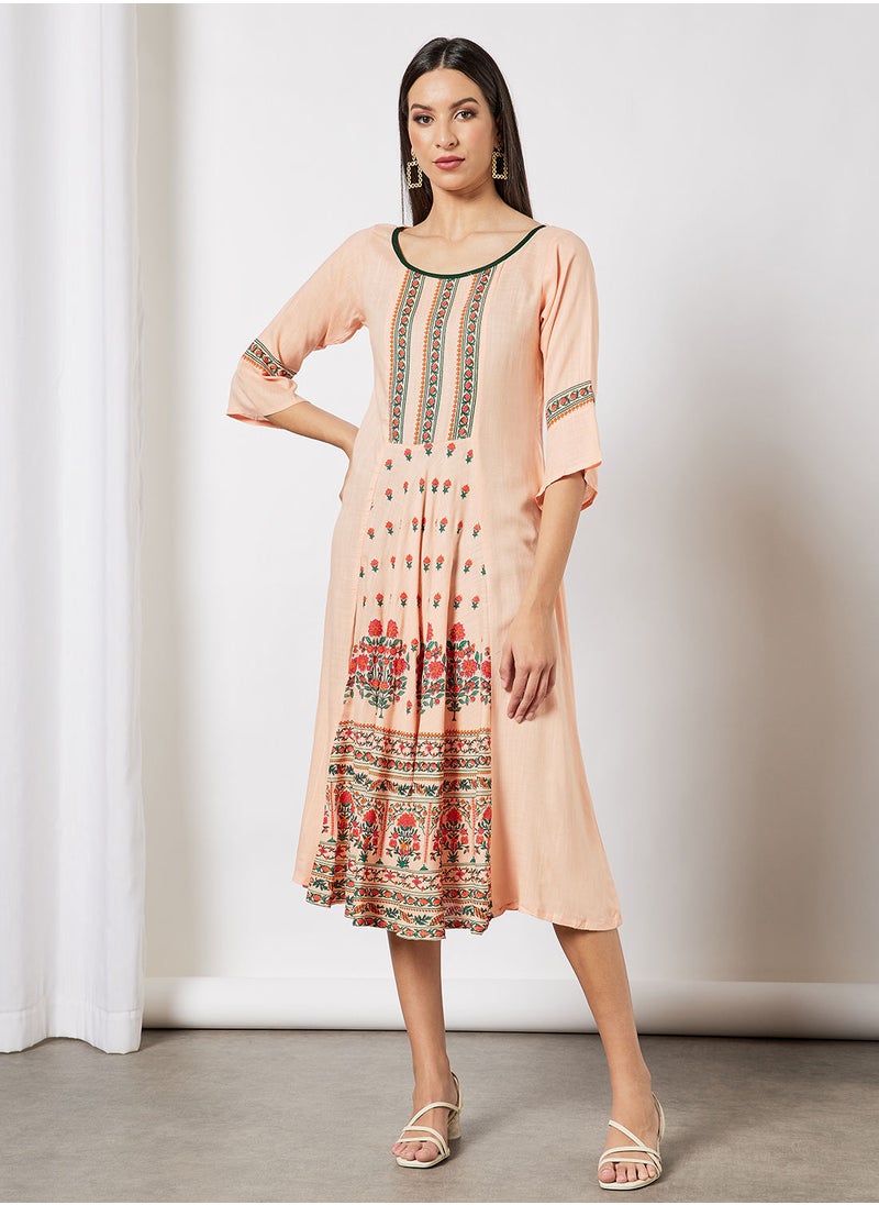 HANA & SARA - All Over Printed Jalabiya With Facemask - Image 1