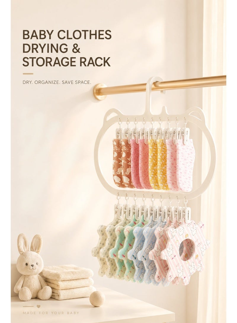 2 Pcs Baby Clothes Drying Rack with Clips, Cute Cat Ear Hanging Laundry Rack, Baby-Safe Sock Drying Hanger with Strong Non-Slip Clips for Socks, Bibs, Underwear, Hats & Baby Essentials - Image 1